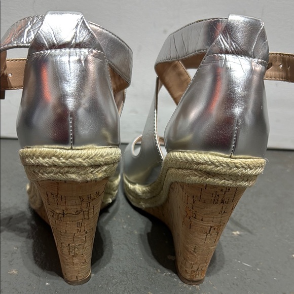 Charles Silver Wedge Sandals - Picture 3 of 8